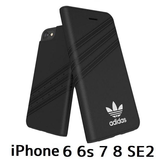 アディダス Adidas iPhone 6 6s 7 8 SE2 ブラック 3ストライプ 手帳型ケース｜all-for-you