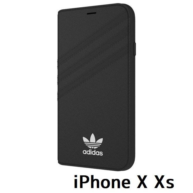 アディダス adidas iPhone X Xs ブラック 3ストライプ 手帳型 ケース｜all-for-you