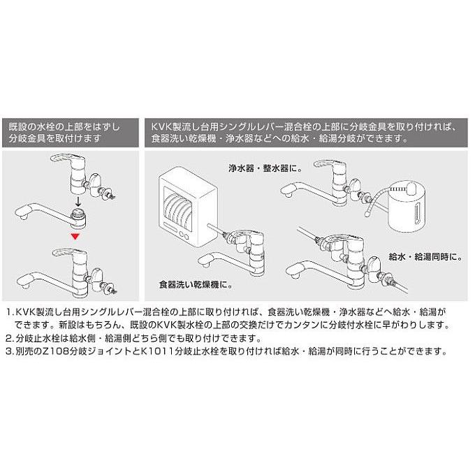 KVK ZK5011PN KVK流し台用シングルレバー式混合栓用分岐金具 送料無料