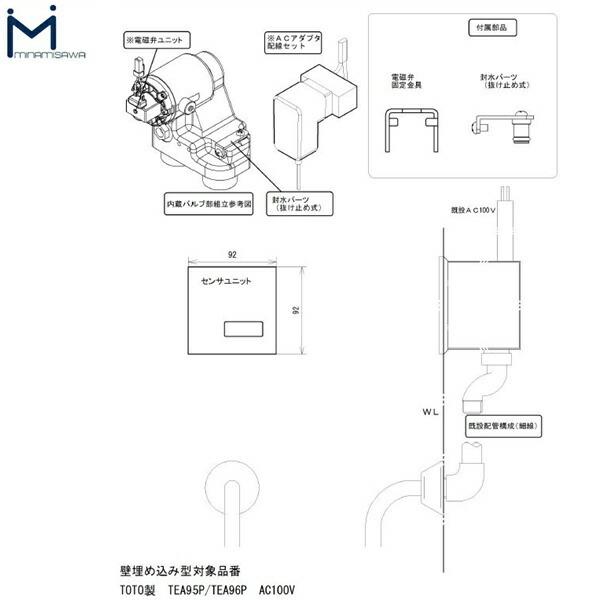 FM8TWP ミナミサワ MINAMISAWA フラッシュマンリカバリー RECOVERY2 ライニングユニット型小便器改装用 TOTO製TEA95P/TEA96P AC100Vタイプ用 送料無料｜all-kakudai｜02