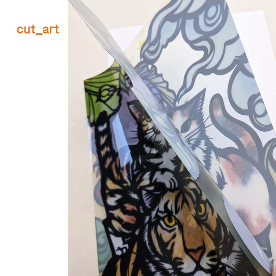切り絵 cut_art さとうみよ クリアファイル A4 250415a ドラゴンと虎