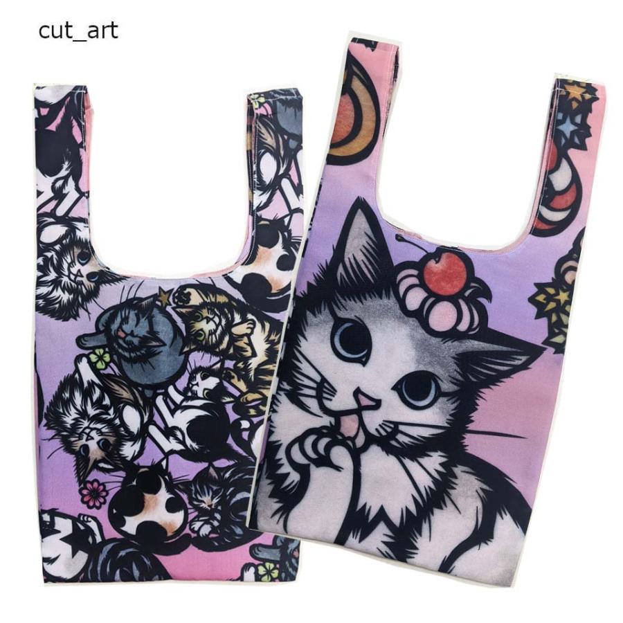◇エコバッグ トート(中) さくらんぼ 猫柄BAG コンビニ弁当サイズ