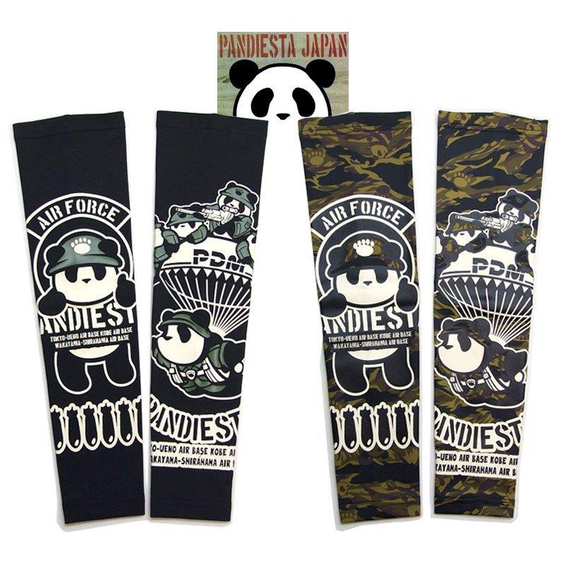 売り出し アームカバー Pandiesta ストレッチ素材 ブラック メンズ 左右セット Force Air カモフラ Japan パンディエスタアームシェード サスペンション