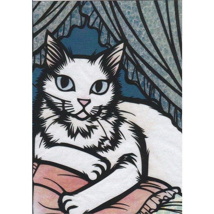 切り絵・cut art さとうみよ ポストカード 添い寝係 猫柄 2017
