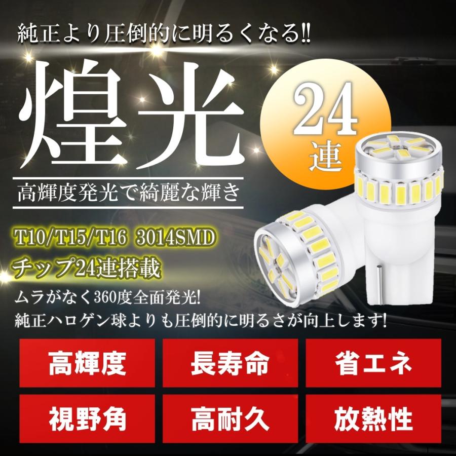 T10/T15/T16 LED バルブ 21連 3014チップ搭載 SMD 白 ホワイト 2個セット ポジションランプ ナンバー灯 |  | 02