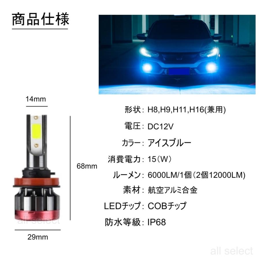 LEDフォグランプ LEDヘッドライト H8/H9/H11/H16 アイスブルー led フォグ 8000ｋ |  | 01
