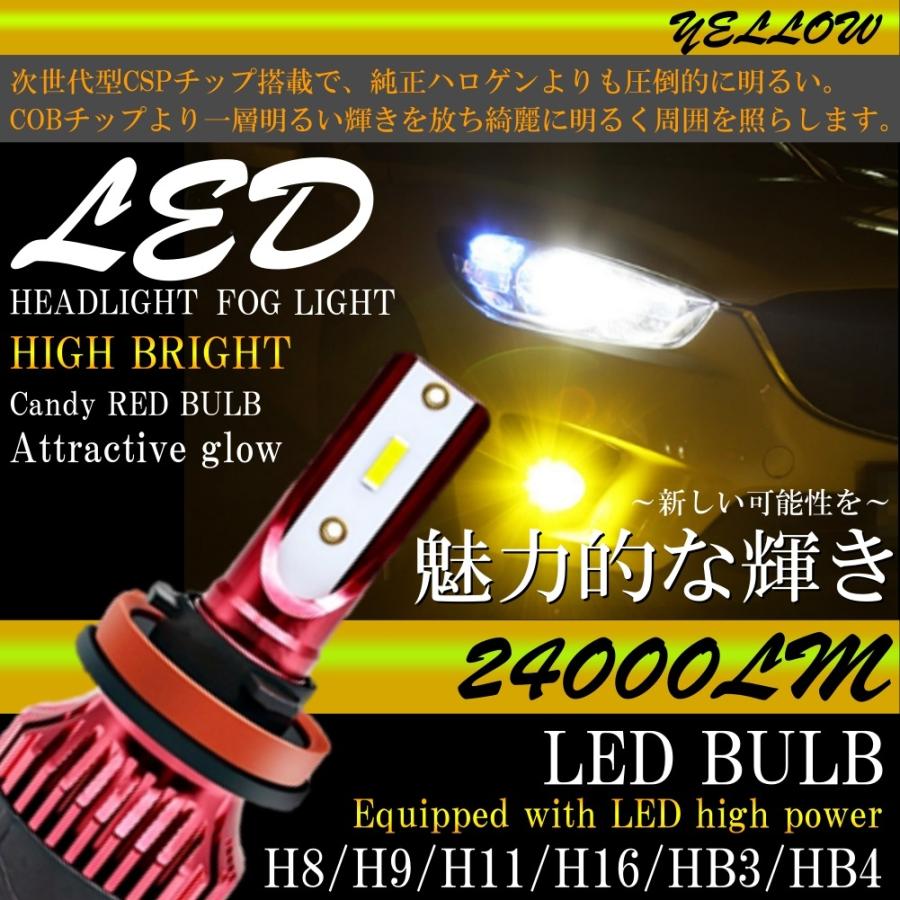 爆光 LED バルブ 黄色 イエロー HB4 HB3 フォグランプ 車 高輝度