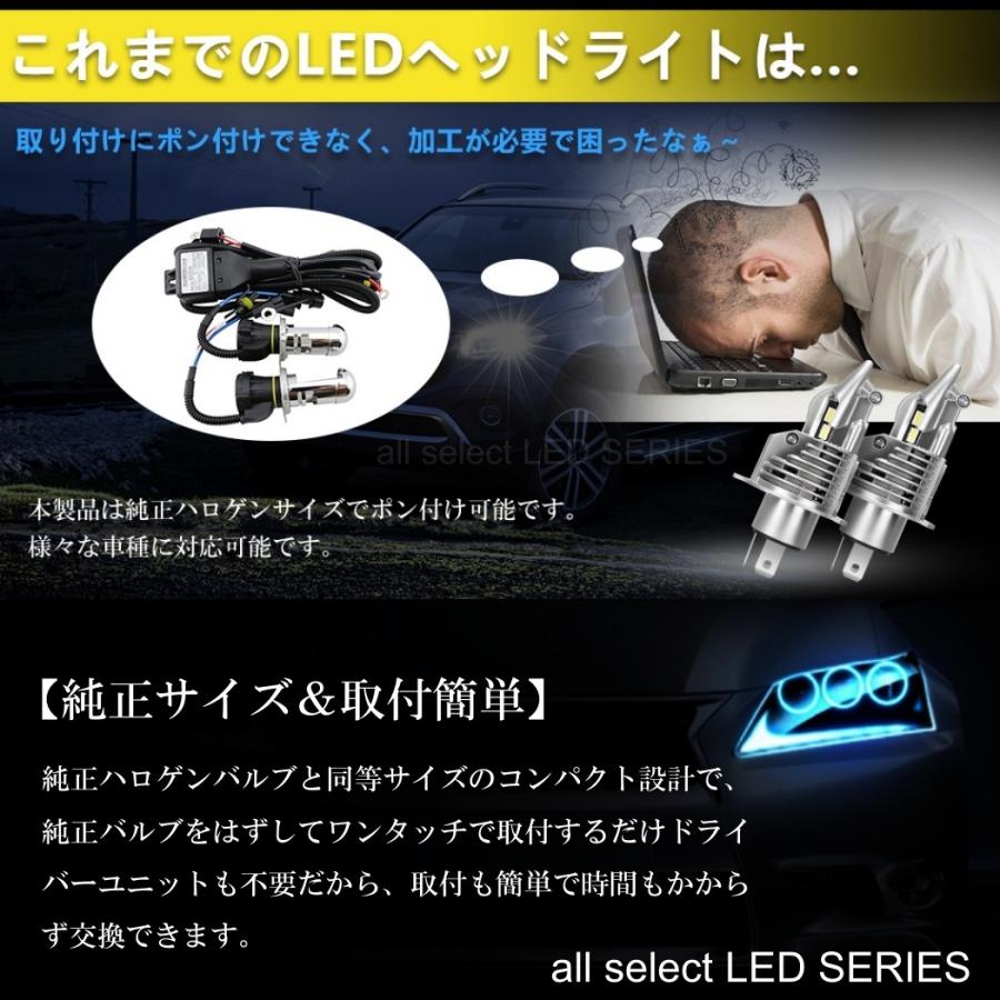 LEDヘッドライト H4 Hi/Lo 車検対応 高輝度16000LM ヘッドランプ 