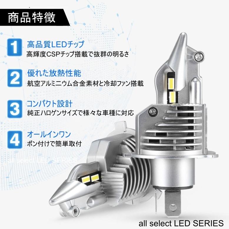 LEDヘッドライト H4 Hi/Lo 車検対応 高輝度16000LM ヘッドランプ ホワイト 6000K 爆光 車/バイク用  一体型 ledバルブ 1個 |  | 02