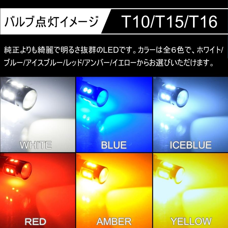 T10/T15/T16 LED ポジション球 バックランプ球 12V LEDバルブ 無極性