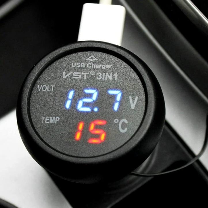シガーソケット 電圧計 温度計 シガー デジタル 温度 電圧 測定 バッテリーチェッカー 12V 24V 車 車内 送料無料 USB 充電ポート |  | 05