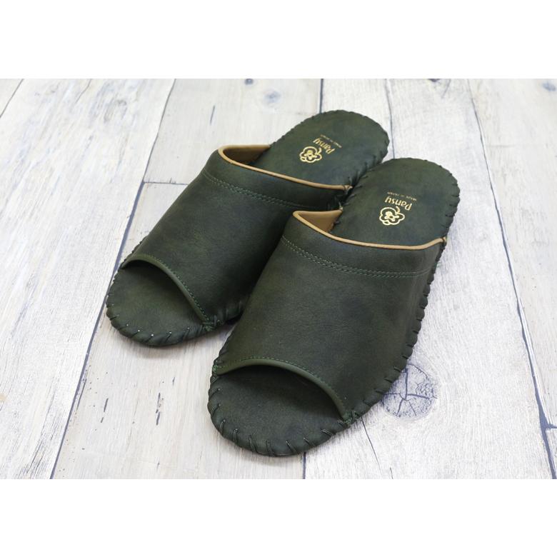 スリッパ パンジー 9723J 紳士用 メンズ ルームシューズ pansy 室内履き 安い 激安 来客用 大量購入 レザー調 ブラック カーキ グレー