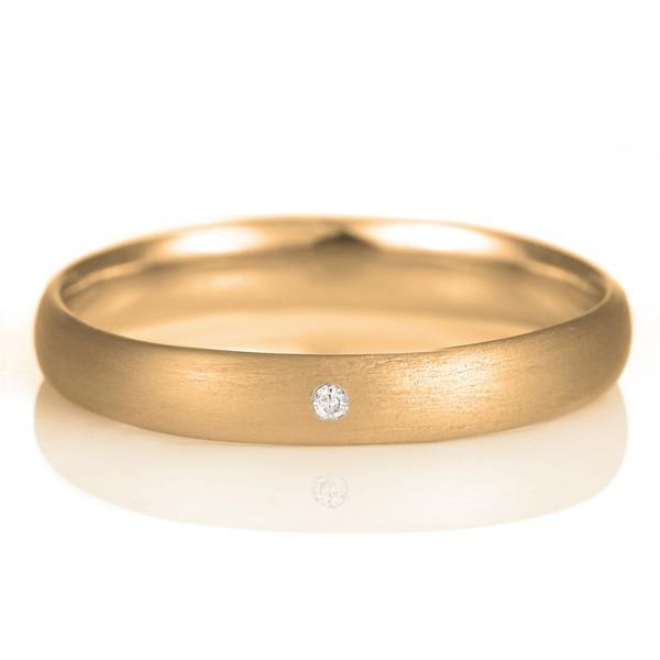 指輪 レディース シンプル 18金 ピンクゴールド つや消し マット 甲丸 天然石 ダイヤモンド オーダー