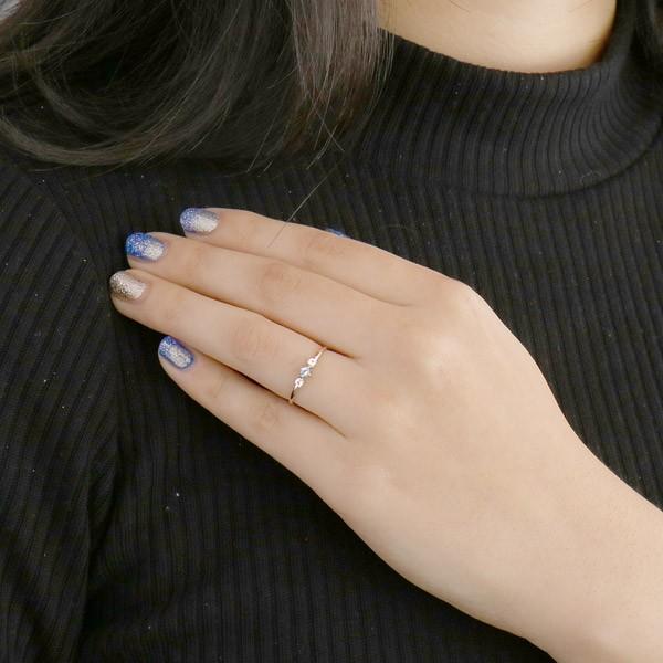 リング 指輪 18金 アクアマリン ブルームーンストーン スリーストーン ストレート レディース オーダー アクアマリン