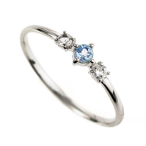 リング 指輪 18金 アクアマリン ブルームーンストーン スリーストーン ストレート レディース オーダー アクアマリン