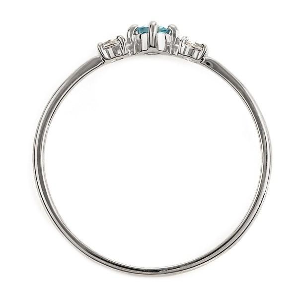 リング 指輪 18金 アクアマリン ブルームーンストーン スリーストーン ストレート レディース オーダー アクアマリン