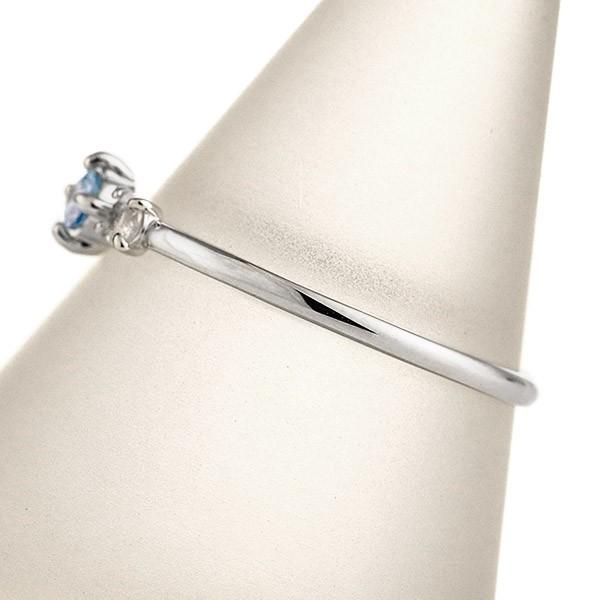 リング 指輪 18金 アクアマリン ブルームーンストーン スリーストーン ストレート レディース オーダー アクアマリン