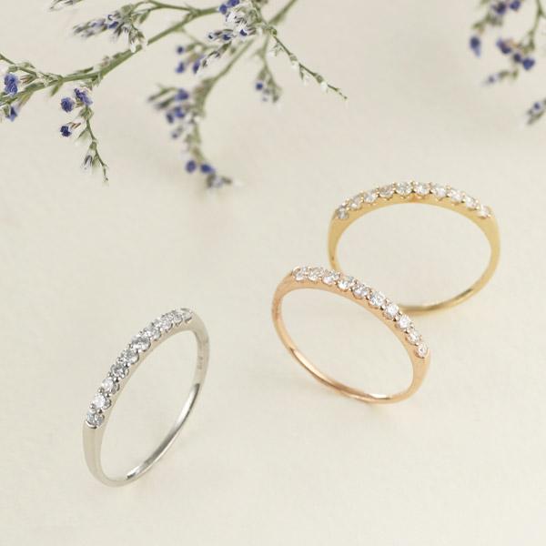 ハーフエタニティ ダイヤモンド 0.3ct リング イエローゴールド ピンク