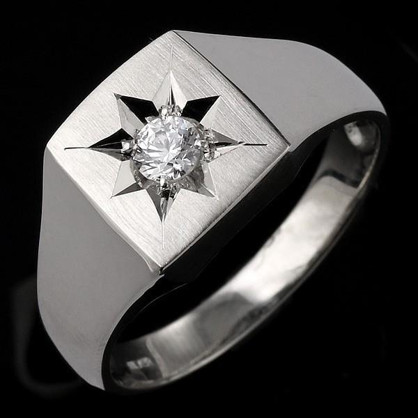 メンズ 印台リング 指輪 ダイヤモンド 0.10ct 一粒 プラチナ リング 男性用 オーダー