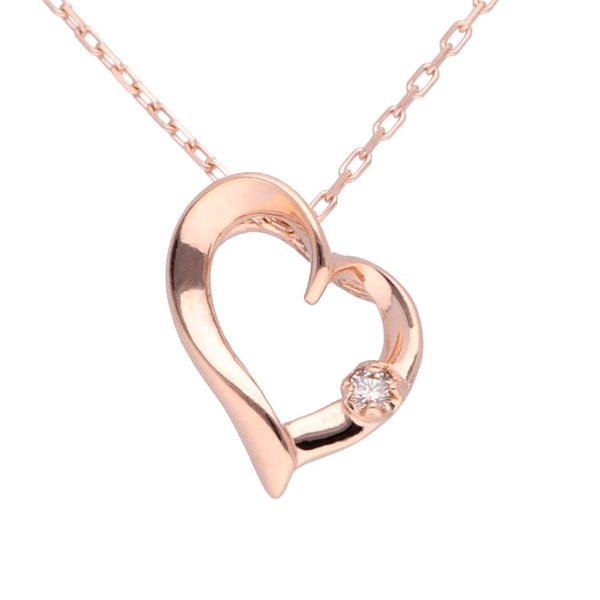 ダイヤモンド ネックレス オープンハート ハート K10 10金