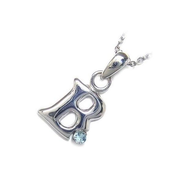 イニシャル B イニシャル 3月誕生石アクアマリンペンダントネックレスCanCam掲載 オーダー