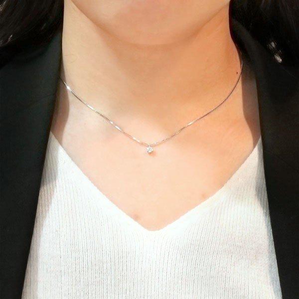 ネックレス 一粒 ダイヤモンド シルバー ダイヤモンドネックレス