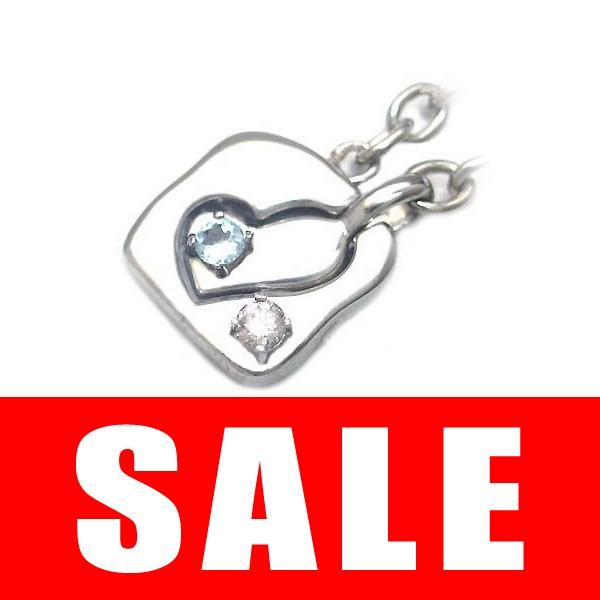 3月 4月誕生石シルバー アクアマリン ダイヤモンドペアチャーム オーダー