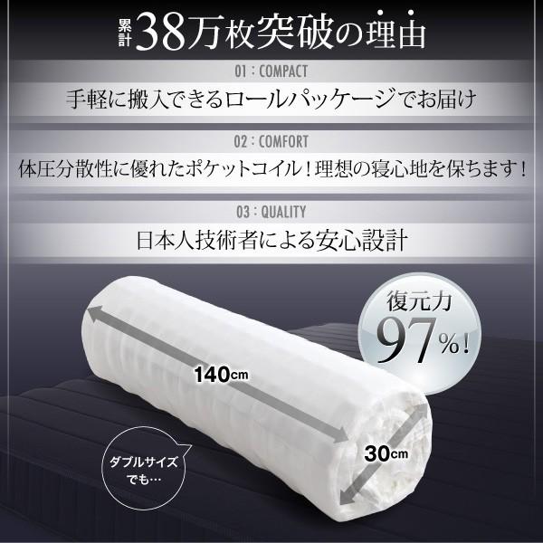 マットレス 圧縮ロールパッケージ仕様 ポケットコイル 【Ｗay】 ダブル おしゃれ