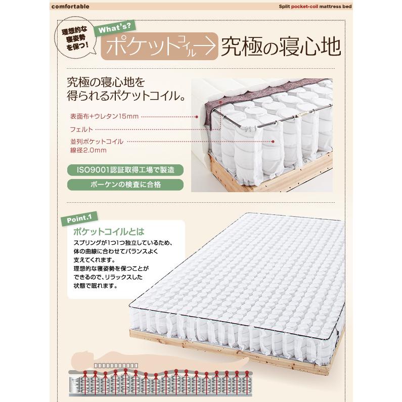 分割式 移動ラクラク マットレスベッド ポケットコイルマットレスタイプ セミシングル 脚30cm 【汚れに強い】 おしゃれ