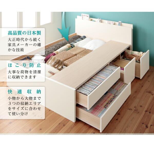 セミダブル 日本製 棚 コンセント付き 大容量 【Operitacx】 薄型スタンダードボンネルコイルマットレス付き おしゃれ