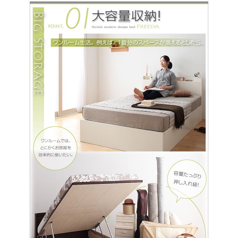 セミシングル 跳ね上げ 収納 薄型スタンダードボンネルコイル 縦開き 深さグランド 【ウェルベ】 組立設置付 おしゃれ