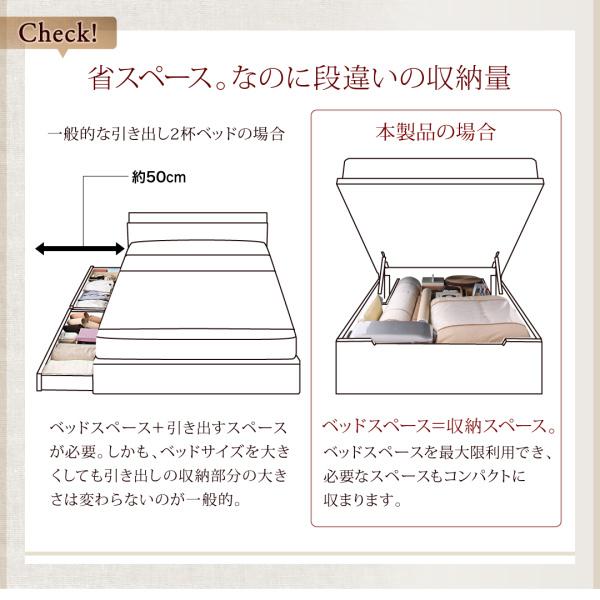 ベッドフレームのみ シングルベッド ベット 跳ね上げ 収納 横開き 深さラージ 組立設置付 おしゃれ_4