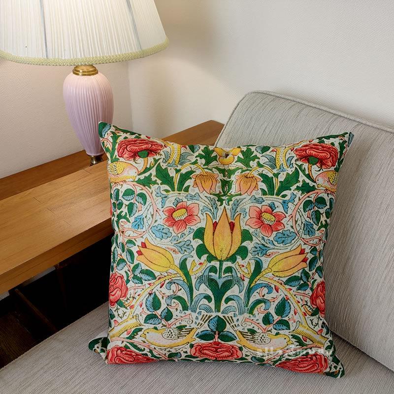 正式的正式的正座クッション（ウィリアムモリスの苺泥棒、ヒヤシンス