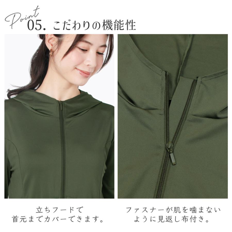 ギャルソン　パーカー付きチュニック丈 着る日焼け止め ラッシュガード レディース 大きいサイズ 水着 長袖