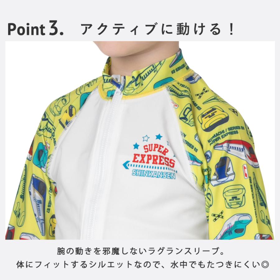 新幹線 キッズ 水着 男の子 子供 UPF50+ ラッシュガード ラッシュ 長袖
