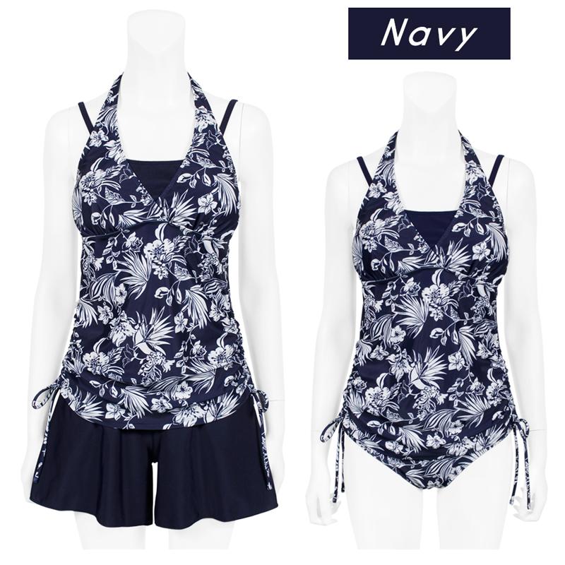 大きいサイズ 水着 タンキニ 体型カバー レディース ママ 水着 3点  