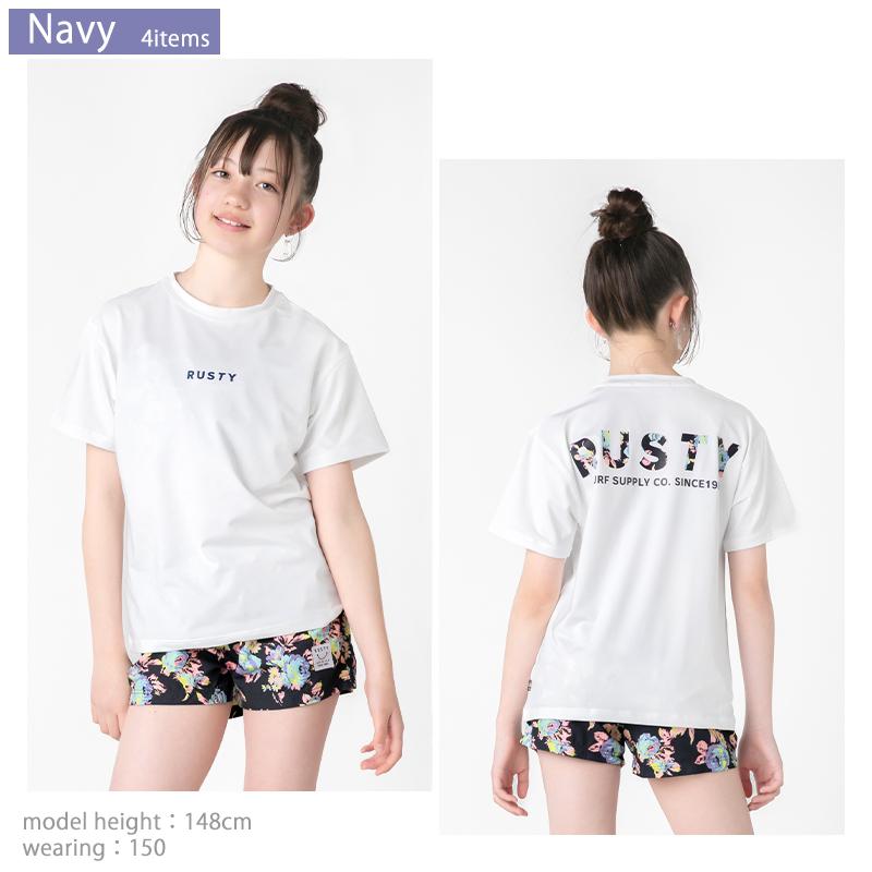 【 20％OFF 】 RUSTY ラスティ ジュニア 水着 女の子 キッズ 小学生 中学生 セパレート ビキニ フリル パステル 140 150 160 おしゃれ 可愛い 4点セット 964803の画像