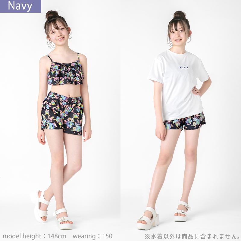 【 20％OFF 】 RUSTY ラスティ ジュニア 水着 女の子 キッズ 小学生 中学生 セパレート ビキニ フリル パステル 140 150 160 おしゃれ 可愛い 4点セット 964803の画像