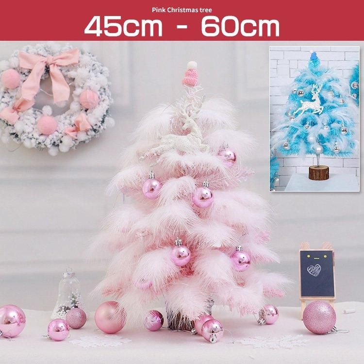 ピンク クリスマスツリーセット 45cm ミニクリスマスツリー フェザー 乙女心 DIY クリスマスギフト fosixtreeオール