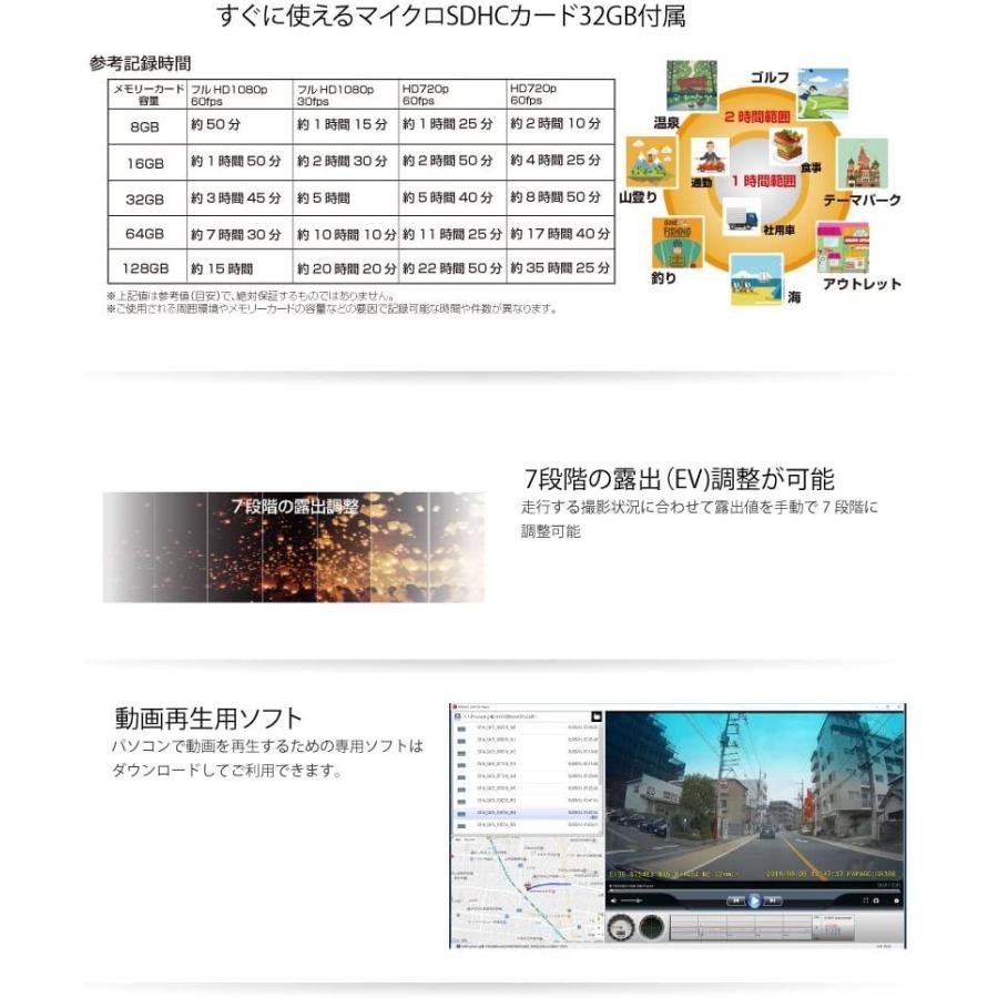 【箱破損】 【保証期間3ヶ月】 ドライブレコーダー フルHD 高画質 SDカード付 衝撃録画 WDR 駐車監視 PAPAGO パパゴ GS30G-32G
