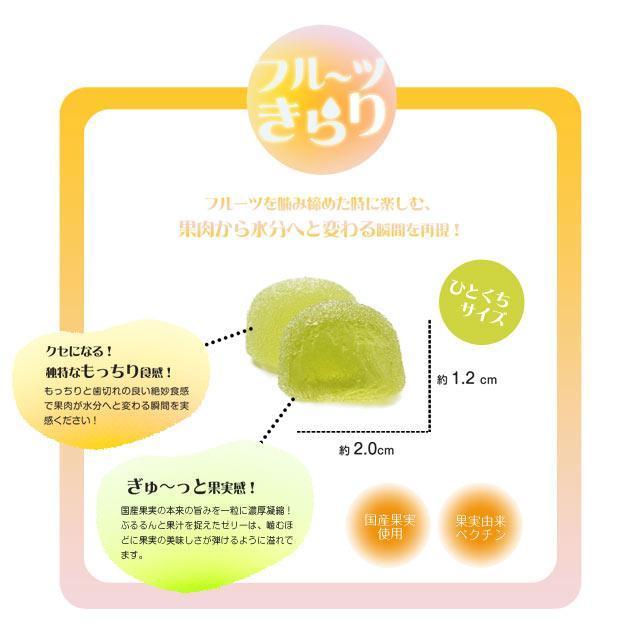 4種の国産果実の話題のペクチンゼリーフルーツきらり　1kg　ペクチンゼリー　フルーツゼリー　大ボリューム　山盛り　お徳用　みかん　巨峰　ピーチ　メロン |  | 04