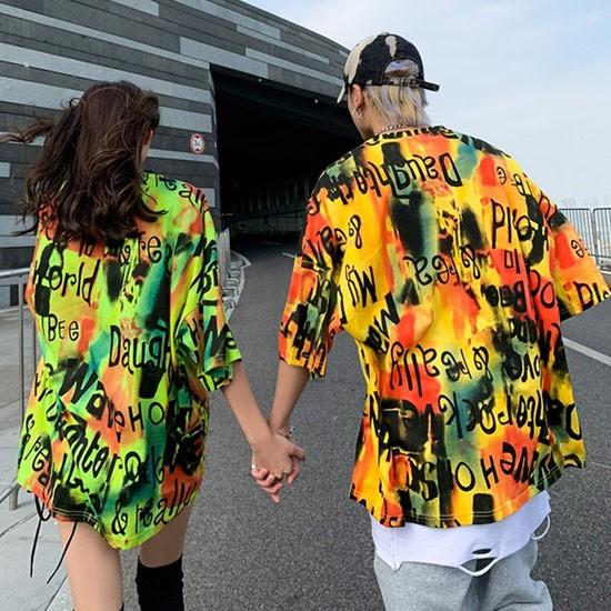 Tシャツ メンズ ストリート系 ド派手 カラフル 総柄 カットソー インポート 春 秋 冬 新作 お兄系 個性的 V系 ホスト A 0 Craful Hade T Alleglo クローズ30スタイル 通販 Yahoo ショッピング