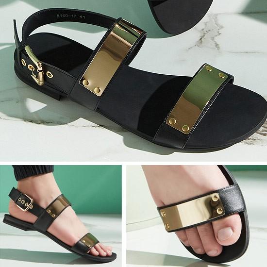 スペイン直輸入★フラメンコベスティード黒L（ボレロ共） サンダル メンズ プレート ゴールド 牛皮 レザー 本皮 本革