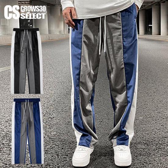スウェットパンツ メンズ ストリート系 パンツ バイカラー ベロアパンツ オシャレ オラオラ系 ヤンキー インポート お兄系 ビター系 個性的 V系 ホスト ビター系