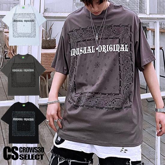 Tシャツ メンズ ストリート系 バンダナ柄 英字プリント カットソー インポート 21 夏 春 新作 お兄系 個性的 V系 ビター系 A 1 Ban Moji T Alleglo クローズ30スタイル 通販 Yahoo ショッピング