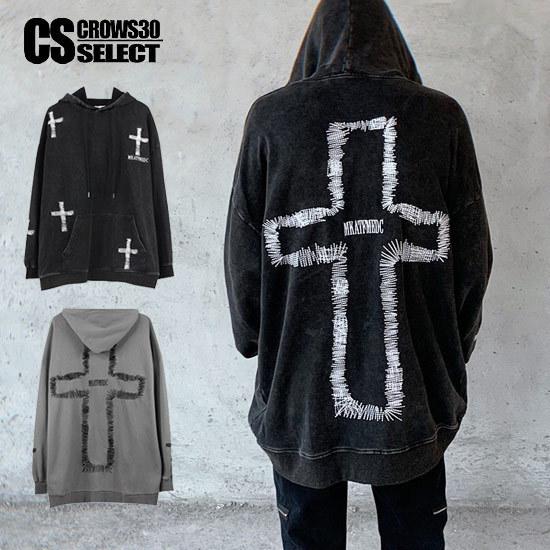 パーカー メンズ ストリート系 ロンt ロングtシャツ ビッグパーカー 十字架 クロス 刺繍 インポート 21 秋 冬 新作 お兄系 ビター系 V系 個性的 A 1 Big Crs Pkr Alleglo クローズ30スタイル 通販 Yahoo ショッピング