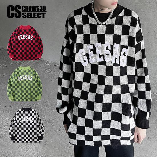 セーター メンズ ストリート系 ニットソー ロンt ブロックチェック 刺繍 オシャレ インポート 21 秋 冬 新作 お兄系 ビター系 個性的 V系 ホスト A 1 Bro Chk Knit Alleglo クローズ30スタイル 通販 Yahoo ショッピング