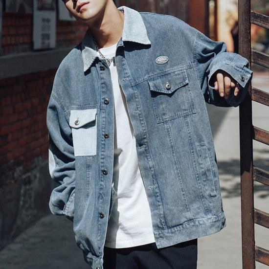 Gジャン メンズ デニムジャケット バイカラー コーデュロイ オシャレ