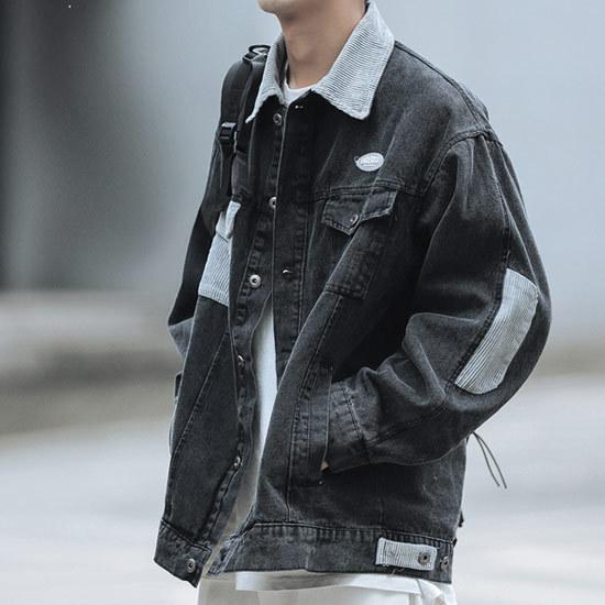 Gジャン メンズ デニムジャケット バイカラー コーデュロイ オシャレ