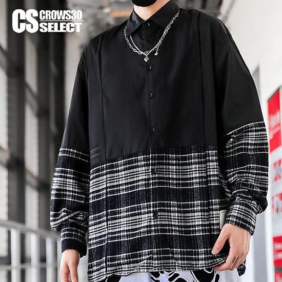 シャツ メンズ チェックシャツ ストリート系 バイカラーシャツ ネックレス オシャレ ビッグシャツ インポート 21 秋 冬 新作 お兄系 V系 個性的 ビジュアル系 A 1 Bychk Nec Sh Alleglo クローズ30スタイル 通販 Yahoo ショッピング